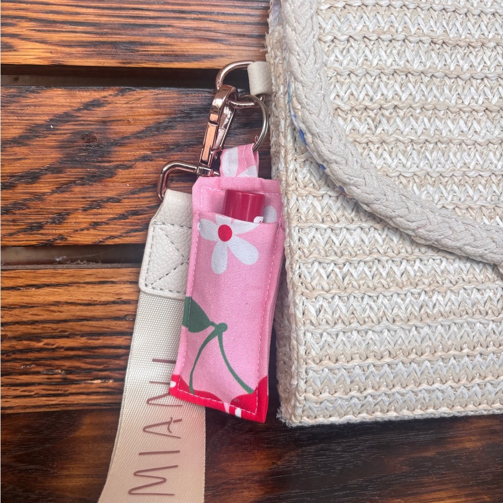 Cherry Blossom Keychain Chapstick Holder